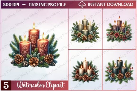 Christmas Gothic Candles Clipart: Freebies Review