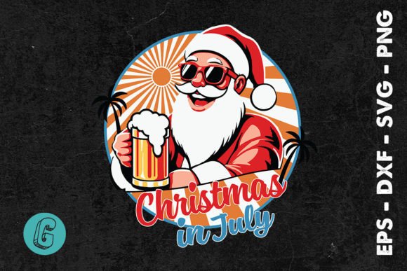 Christmas in July Santa Summer Vibes SVG Illustrations