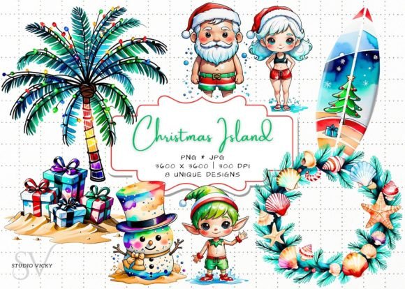 Christmas Island Art - Christmas in July Illustrations