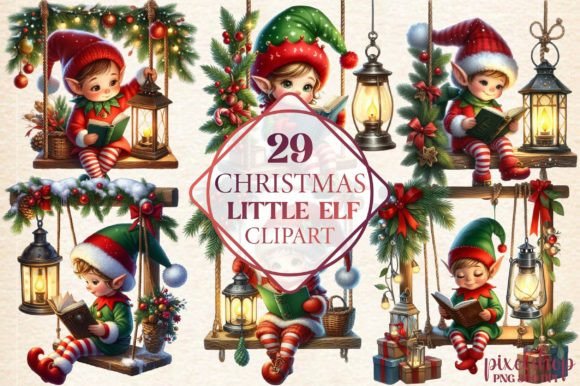 Christmas Little Fairy Clipart: Whimsical Illustrations