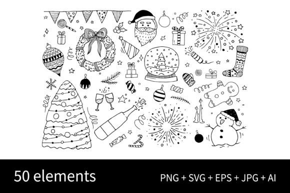 Doodle Christmas Design Elements Set: Illustrations