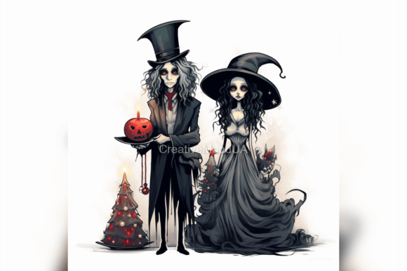 Gothic Couple Celebrating Christmas PNG: A Crafter’s Review
