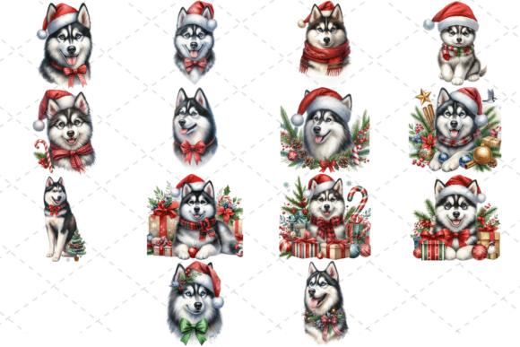 Review: 14 Watercolor Christmas Husky Illustrations