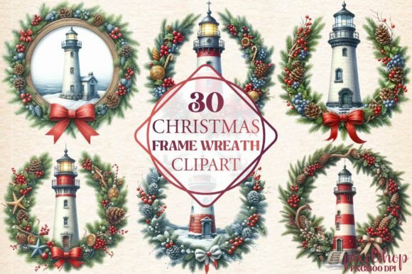Review: Christmas Frame Wreath Clipart Illustrations