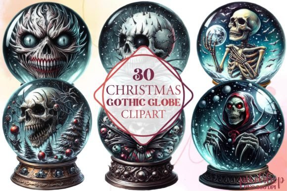 Review: Christmas Gothic Globe Clipart Freebies