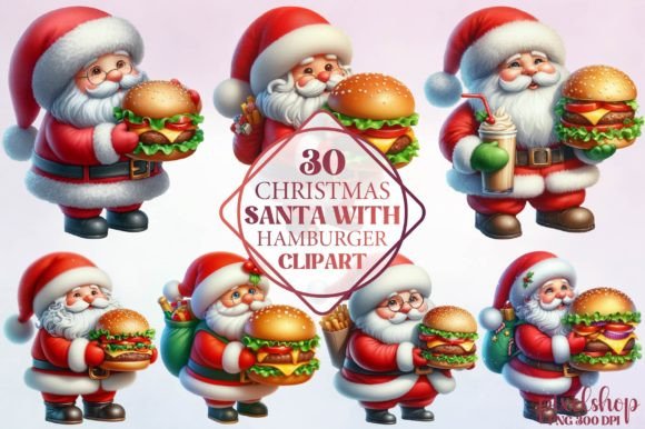 Review: Christmas Santa with Hamburger Clipart for Illustrations