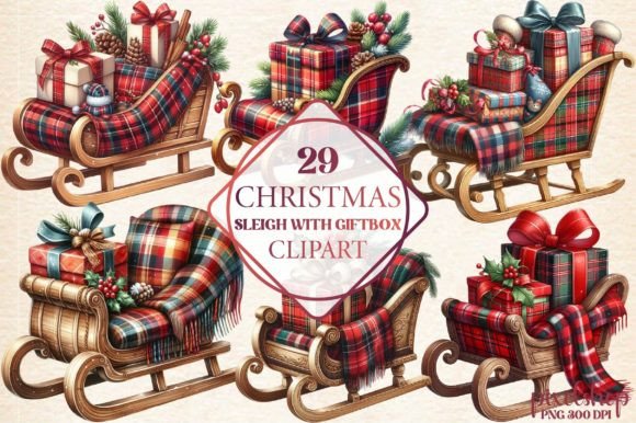 Review: Christmas Sleigh with Gift Box Clipart for Embroidery