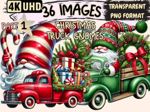 Review: Christmas Truck Gnomes Clipart P1 Illustrations