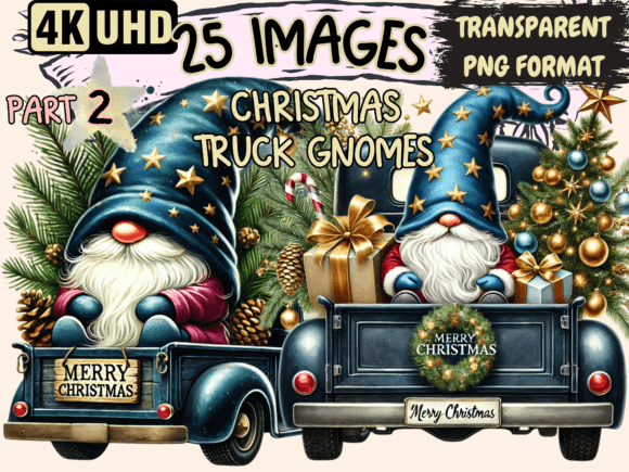 Review: Christmas Truck Gnomes Clipart P2 Illustrations