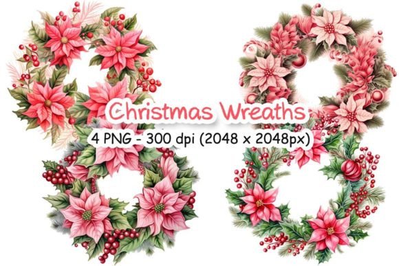 Review: Set of 4 Cute Christmas Wreaths PNG File