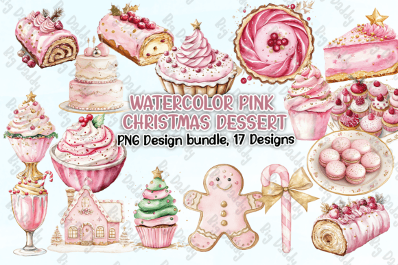Review: Watercolor Pink Christmas Dessert Illustrations