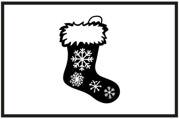 Reviewing Christmas Stocking Silhouette Icon Illustrations