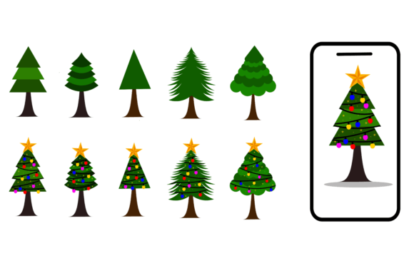 Reviewing Christmas Tree Illustrations for Client Work