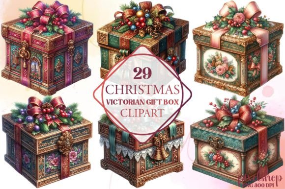 Victorian Gift Box Clipart for Illustrations