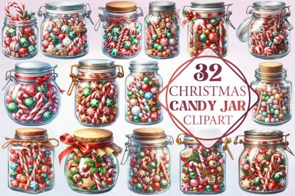Watercolor Christmas Candy Jar Illustrations Review