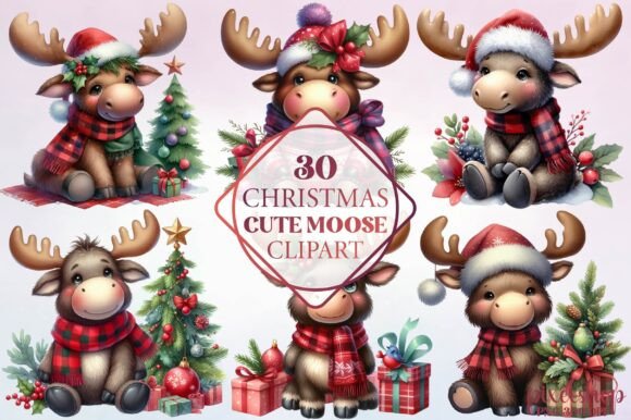 Watercolor Christmas Cute Moose Clipart: Editorial Review