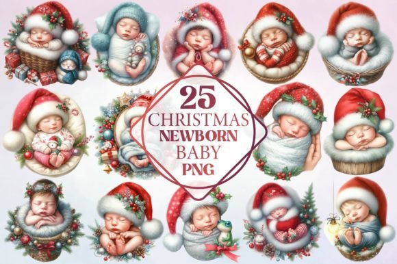 Watercolor Christmas Newborn Baby Illustrations Review