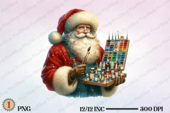 Watercolor Christmas Santa PNG for Illustrations