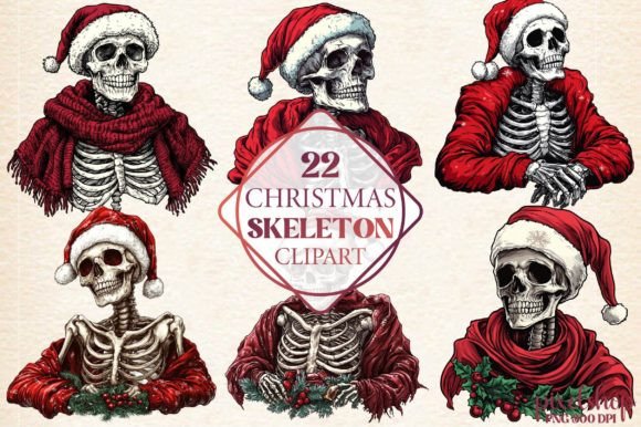 Watercolor Christmas Skeleton Clipart: Illustrations Review