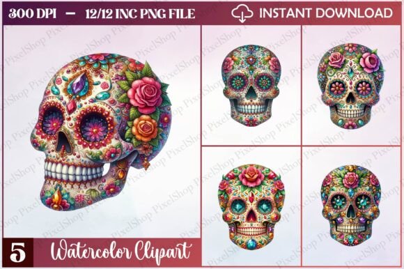 Watercolor Christmas Skull Clipart: A Freebies Review
